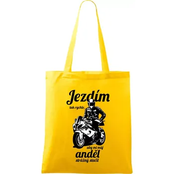 Silniční motorka - jezdím tak rychle, aby mi můj anděl strážný stačil - Taška bavlněná - 42 x 38 cm ( Žlutá )