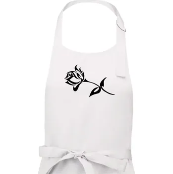 Kuchyňská zástěra Růže obrys - Pánská zástěra na vaření - Univerzální velikost ( Bílá )
