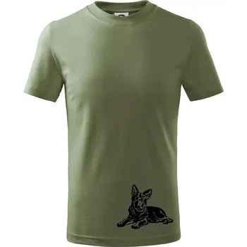 Německý ovčák - štěně - Tričko dětské bavlněné - 104-110cm / 3-4 roky ( Khaki )