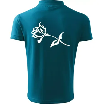 Pánská košile Růže obrys - Polokošile pánská Pique Polo 203 - 4XL ( Tmavý tyrkys )