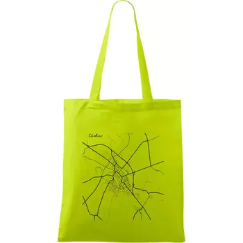 Černobílá mapa Čáslav - Taška bavlněná - 42 x 38 cm ( Limetková )