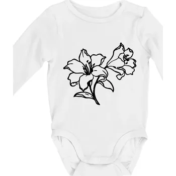 Lilie černobílá - Body kojenecké s dlouhým rukávem - Dlouhý r. do 3 měs ( Bílá )