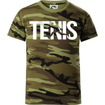 Chlapecké oblečení Tenis nápis silueta - Dětské maskáčové triko - 122 cm/6 let ( Zelený maskáč )