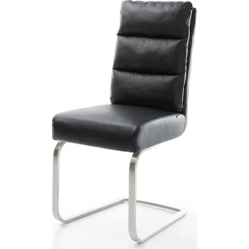 Jídelní židle DELIFE Jídelní židle Pela-Flex pravá kůže černá jídelní židle plochá nerezová ocel taštičkové pružiny
