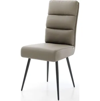 Jídelní židle DELIFE Jídelní židle Pela-Flex pravá kůže tmavě béžová 4 nohy zúžené černá taštičkové pružiny