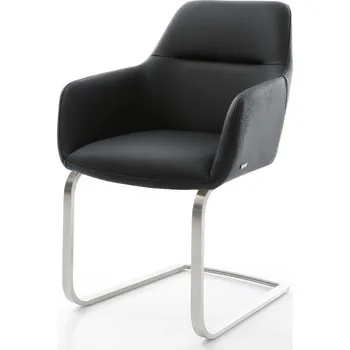 Jídelní židle DELIFE Jídelní židle Pejo-Flex pravá kůže černá jídelní židle plochá nerezová ocel taštičkové pružiny