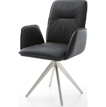 Jídelní židle DELIFE Jídelní židle Vinja-Flex pravá kůže černá křížová podnož hranatá nerezová ocel