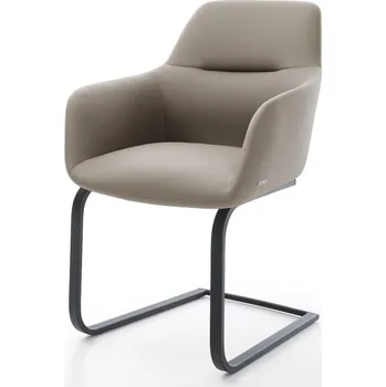 Jídelní židle DELIFE Jídelní židle Pejo-Flex pravá kůže tmavě béžová jídelní židle plochá černá taštičkové pružiny