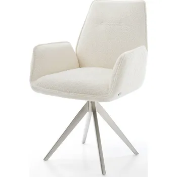 Jídelní židle DELIFE Jídelní židle Zoa-Flex bouclé bílá křížová podnož hranatá nerezová ocel taštičkové pružiny