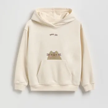 Dívčí mikina Reserved - Mikina Pusheen s 3D aplikací - béžová - 256FA-08M - 256FA-08M-116