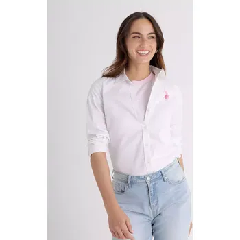 Dámské tričko U.S.Polo Assn. dámská košile s dlouhým rukávem Tonal bílá XL