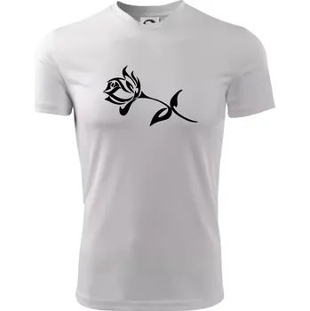 Pánské tričko Růže obrys - Pánské triko Fantasy sportovní (dresovina) - S ( Bílá )