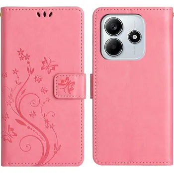 Pouzdro na mobilní telefon Flowers knížkové pouzdro na Xiaomi Redmi Note 14 5G - růžové