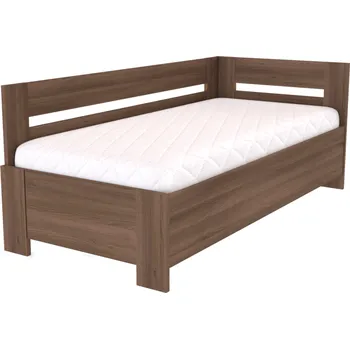 Postel NÁBYTEK MIKULÍK s.r.o. LOTA - postel s lamelovými rošty rohová 90x200cm Dekor: bílá struktura Šířka: 95.5cm, Dekor: akácie skořice