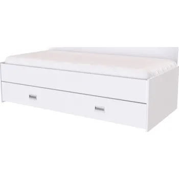 Pohovka NÁBYTEK MIKULÍK s.r.o. DUO - postel s úložným prostorem / přistýlkou 90x200cm, zvýšené zadní čelo (včetně roštu) Dekor: olše, Úchytka: STANDARD, Varianta: S laťovým roštěm a úl. prostorem (včetně roštu) Šířka: 95cm, Dekor: bílá struktura