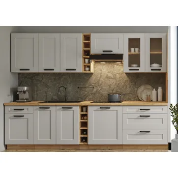 Kuchyňská linka EU027 Luna bílá matná MDF/artisan 285 cm