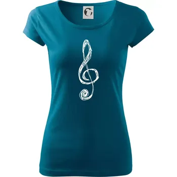 Dámské tričko Houslový klíč kreslený - Dámské triko Pure - S ( Petrolejová )