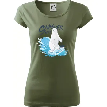 Dámské tričko Medvěd surfař - Dámské triko Pure - XS ( Khaki )