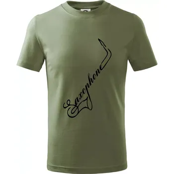 Saxophone nápis - Tričko dětské bavlněné - 134 cm/8 let ( Khaki )