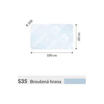 Zrcadlo S35 sklo pod kamna 10mm 100 x 60 cm