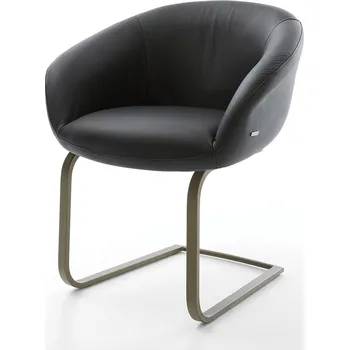 Jídelní židle DELIFE Jídelní židle Vinka-Flex s područkami pravá kůže černá jídelní židle plochá titanová povrchová úprava taštičkové pružiny