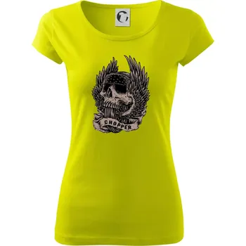 Dámské tričko Chopper kolo křídla - Dámské triko Pure - XS ( Limetková )