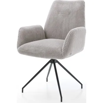 Jídelní židle DELIFE Jídelní židle Zoa-Flex plyšový manšestr stříbrně šedá křížová podnož zúžená černá taštičkové pružiny