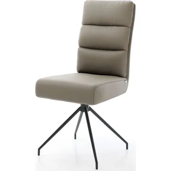 Jídelní židle DELIFE Jídelní židle Pela-Flex pravá kůže tmavě béžová křížová podnož zúžená černá taštičkové pružiny