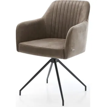 Jídelní židle DELIFE Jídelní židle Greg-Flex mikrovlákno taupe vintage křížová podnož zúžená černá taštičkové pružiny