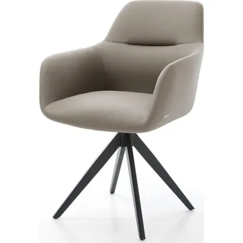 Jídelní židle DELIFE Jídelní židle Pejo-Flex pravá kůže tmavě béžová křížová podnož hranatý černá taštičkové pružiny