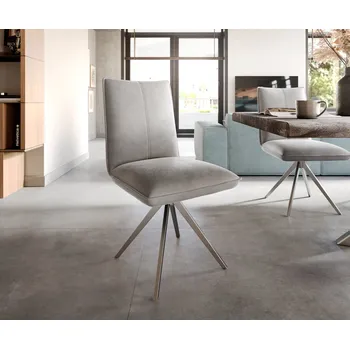 Jídelní židle DELIFE Jídelní židle Lelio-Flex samet šedá široká křížová podnož nerezová ocel taštičkové pružiny