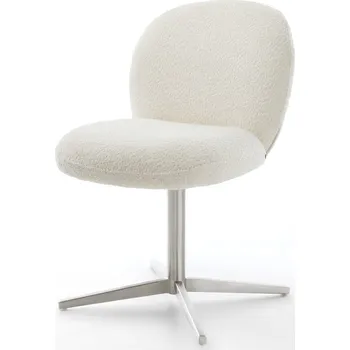 Jídelní židle DELIFE Jídelní židle Nube-Flex bouclé bílá podnož nerezová ocel 360° otočný taštičkové pružiny