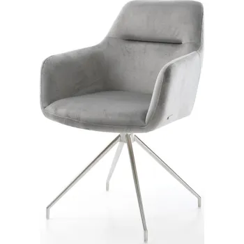 Jídelní židle DELIFE Jídelní židle Pejo-Flex samet šedá křížová podnož zúžená nerezová ocel taštičkové pružiny