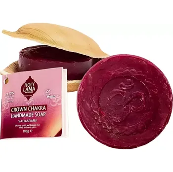Mýdlo Holy Lama Ajurvédské mýdlo 7.Čakra v palmovém listu Vetiver & Cedr 100 g