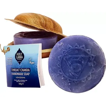 Mýdlo Holy Lama Ajurvédské mýdlo 5.Čakra v palmovém listu Geránium & Bergamot 100 g