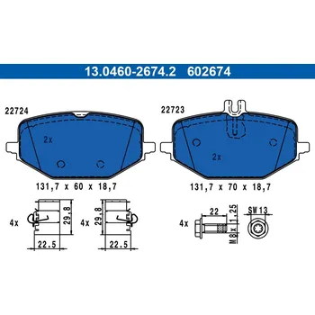 Brzdová destička Sada brzdových destiček, kotoučová brzda ATE 13.0460-2674.2