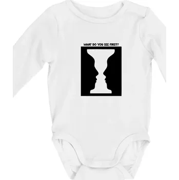 What do you see first? Pohár - Obličeje - Body kojenecké s dlouhým rukávem - Dlouhý r. 6-12 měs ( Bílá )