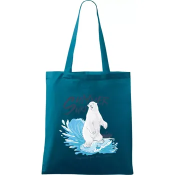 Medvěd surfař - Taška bavlněná - 42 x 38 cm ( Petrolejová )