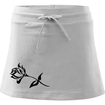 Dámská sukně Růže obrys - Sportovní sukně - two in one - L ( Bílá )