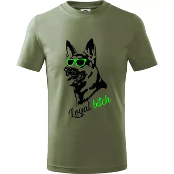Chlapecké oblečení Německý ovčák - loyal bitch - Tričko dětské bavlněné - 104-110cm / 3-4 roky ( Khaki )