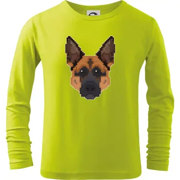 Dětská móda Německý ovčák - Rozkostičkovaný - Triko dětské Long Sleeve - 134 cm/8 let ( Limetková )