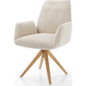 Jídelní židle DELIFE Jídelní židle Zoa-Flex plyšový manšestr béžová dřevěná podnož hranatá přírodní taštičkové pružiny