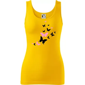 Dámské tričko Motýli růžovo černí - Dámské tílko - XS ( Žlutá )