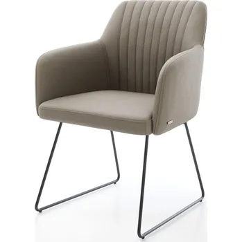 Jídelní židle DELIFE Jídelní židle Greg-Flex pravá kůže tmavě béžová tenká podnož černá taštičkové pružiny