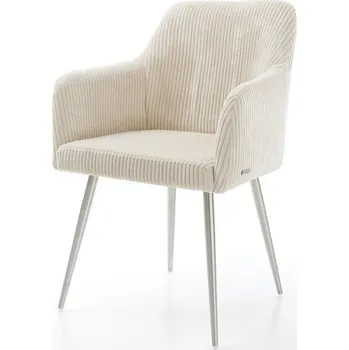 Jídelní židle DELIFE Jídelní židle Greg-Flex plyšový manšestr béžová 4-nohá zúžená nerezová ocel taštičkové pružiny