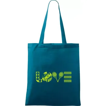 Tenis love nápis - Taška bavlněná - 42 x 38 cm ( Petrolejová )