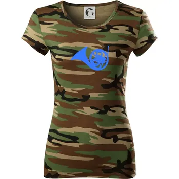 Blue French Horn - Dámské maskáčové triko - M ( Hnědý maskáč )