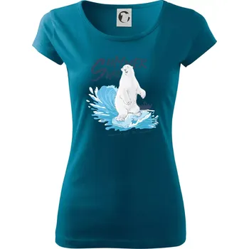 Medvěd surfař - Dámské triko Pure - M ( Petrolejová )