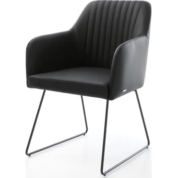 Jídelní židle DELIFE Jídelní židle Greg-Flex pravá kůže černá tenká podnož černá taštičkové pružiny