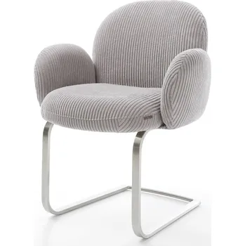 Jídelní židle DELIFE Jídelní židle Nube-Flex s područkami manšestr stříbrně šedá jídelní židle plochá nerezová ocel taštičkové pružiny